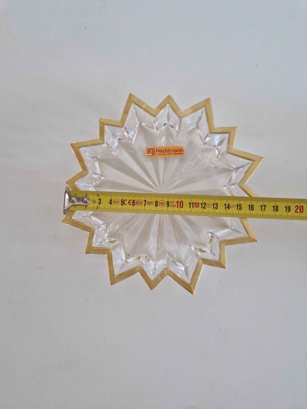 Nachtmann Cut Crystal Bowl – Gold-Rimmed Starburst Dish, German 24% Lead Crystal