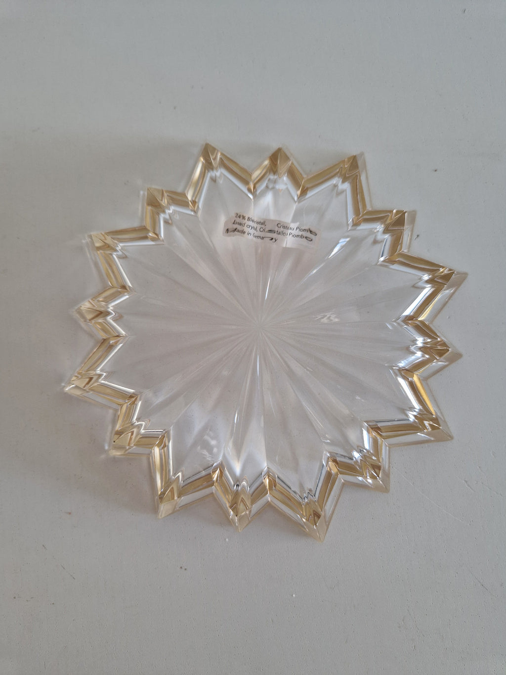 Nachtmann Cut Crystal Bowl – Gold-Rimmed Starburst Dish, German 24% Lead Crystal