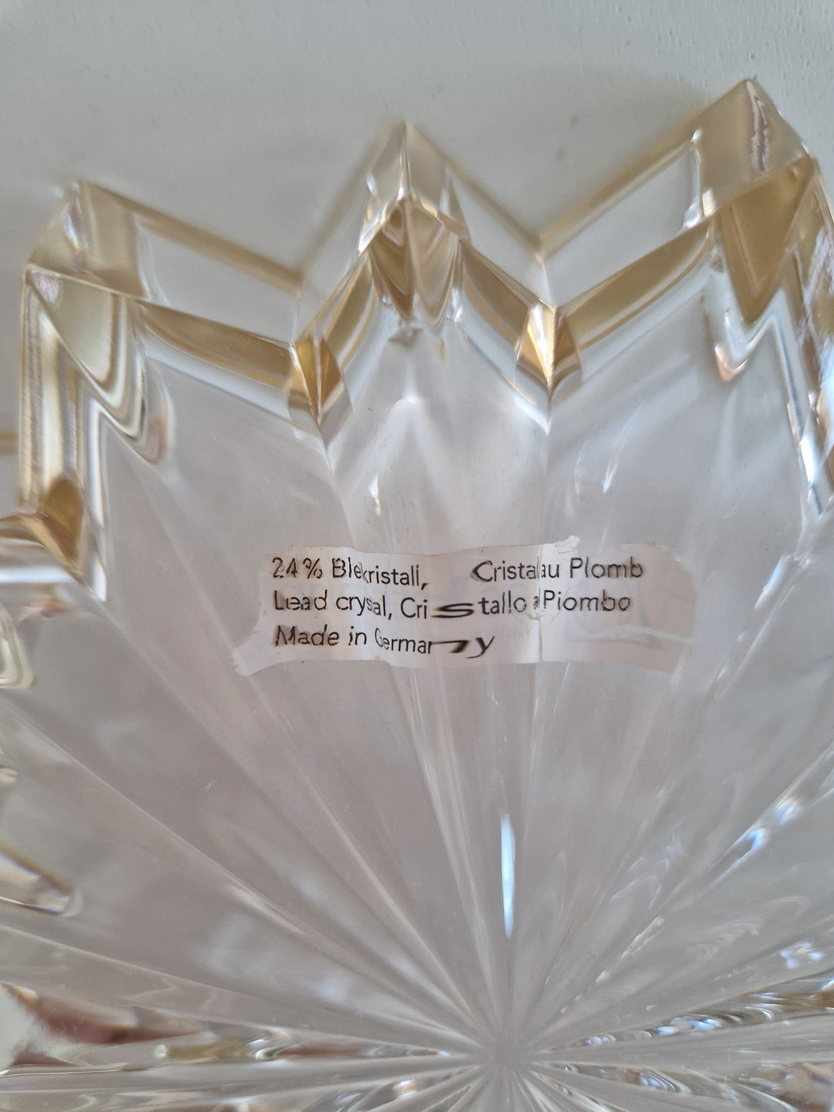 Nachtmann Cut Crystal Bowl – Gold-Rimmed Starburst Dish, German 24% Lead Crystal