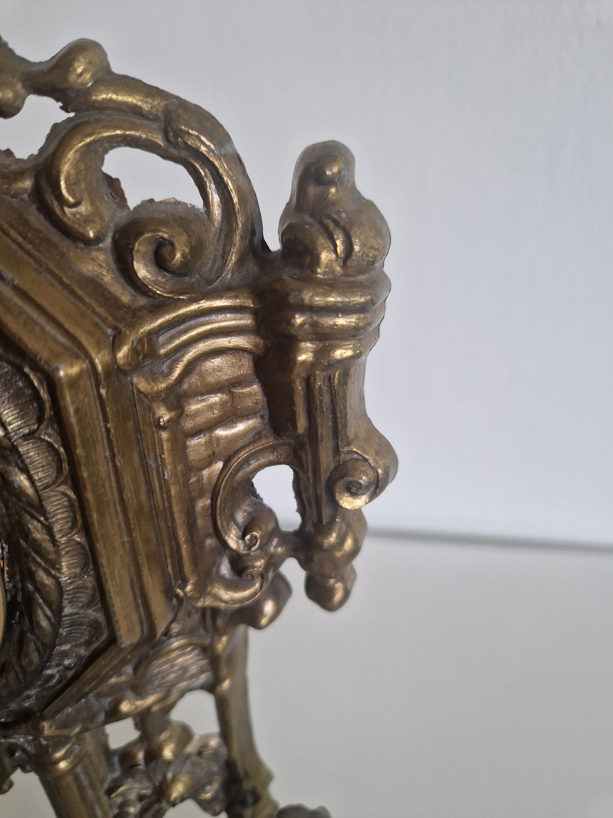 Vintage Brass Figural Mantel Clock, Ornate Rococo Style