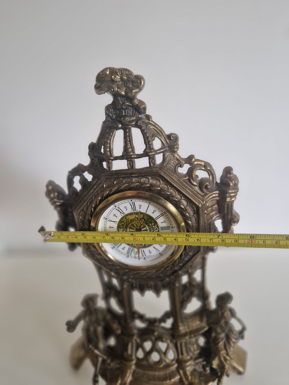Vintage Brass Figural Mantel Clock, Ornate Rococo Style