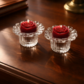 Crystal Glass Tealight Candlestick Holders Set of 2