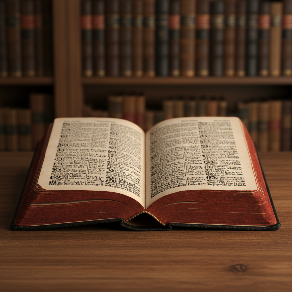 Die Bibel Luther Translation 1936 — pocket Bible open with red-edged pages, luxury heritage hero image
