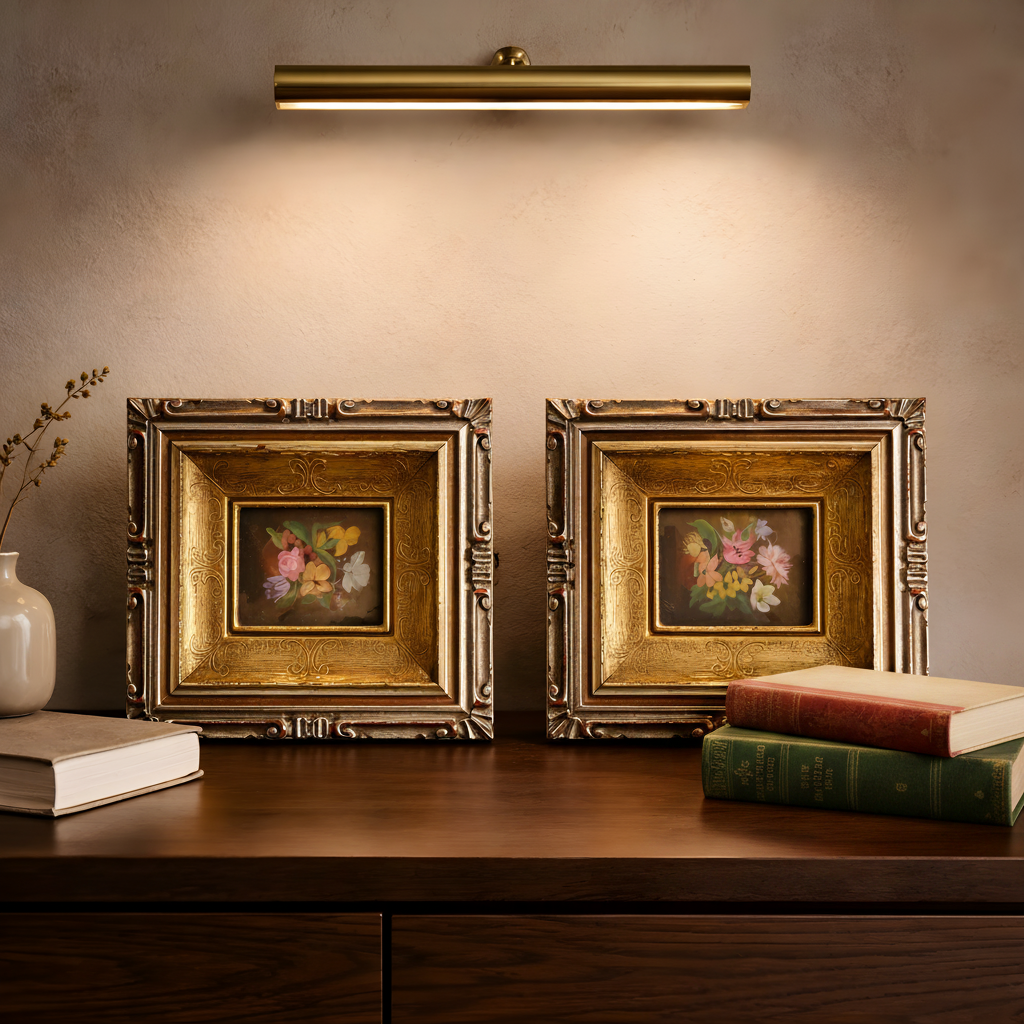 Pair Antique Miniature Floral Oil Paintings