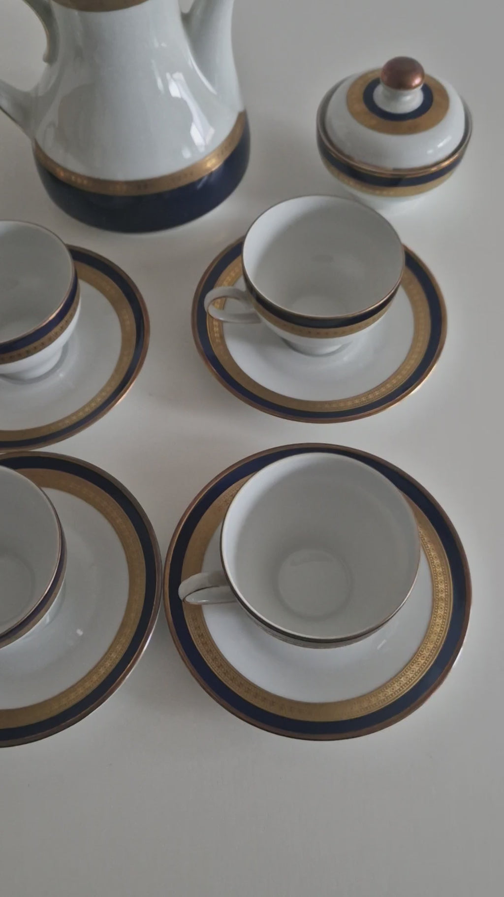 Winterling Bavaria – Service à café en porcelaine bleu cobalt et or – 15 pièces, Marktleuthen