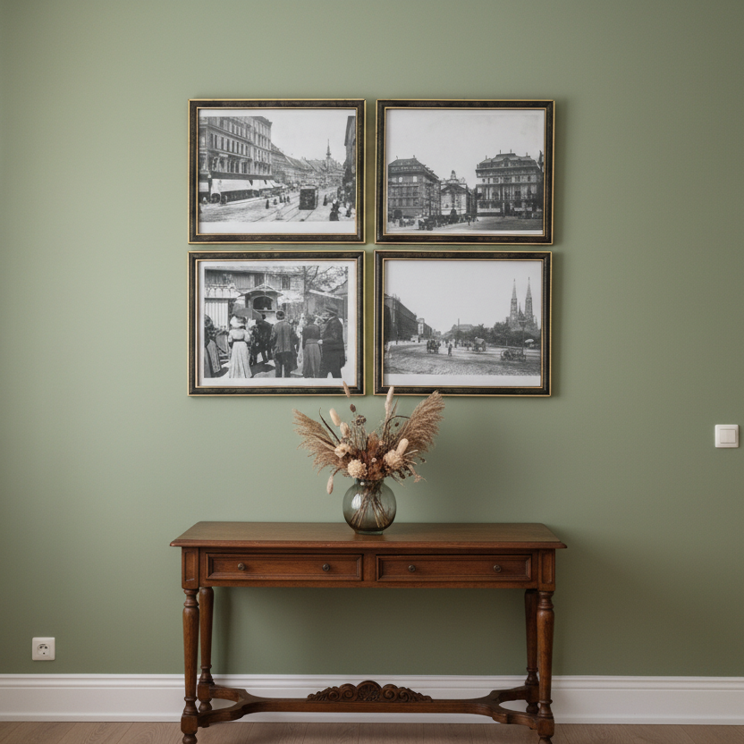 Vintage Vienna Black White Photographs: Elegant Framed Art Set of 4