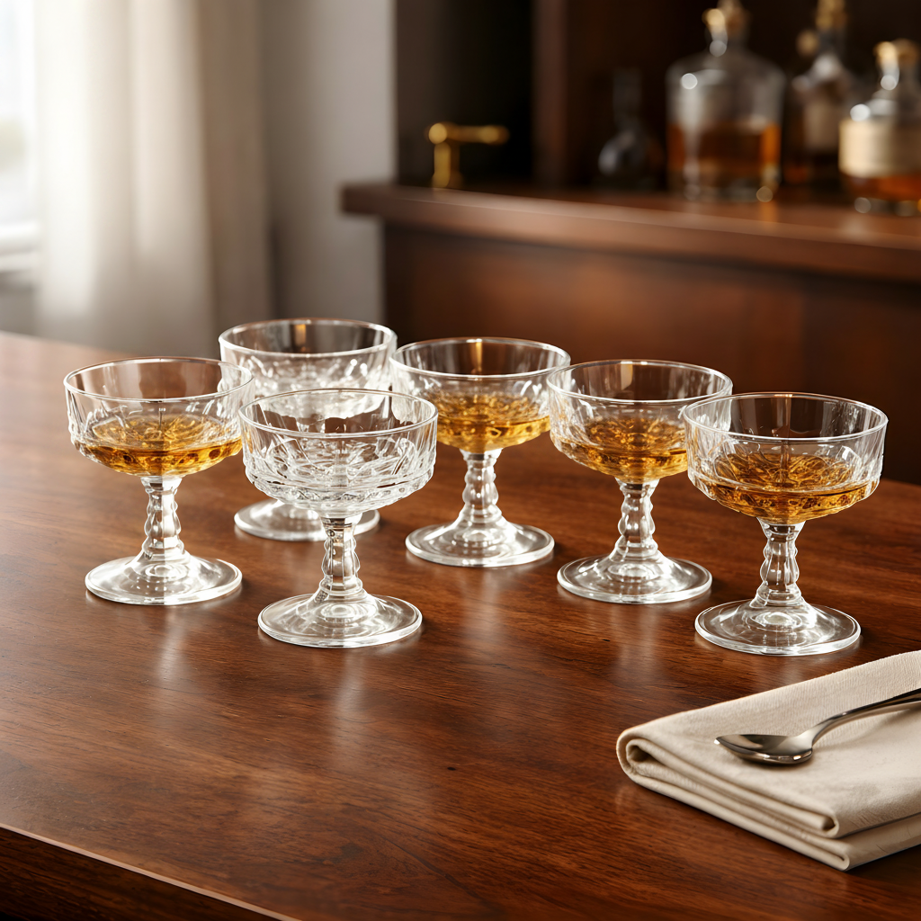 Vintage French Crystal Liqueur Coupes Set of 6