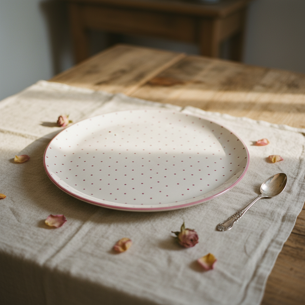 Vintage Gmunden Keramik Burgundy Tupfen Plate Hero